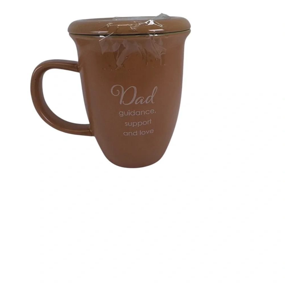 Brown Ceramic Mugs with Decorative Accents